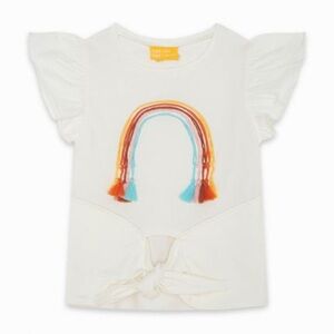 Colorful Rainbow Ruffle Sleeve Tee